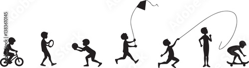 Kids Playing Silhouette Bundle | Outdoor Activity Clipart