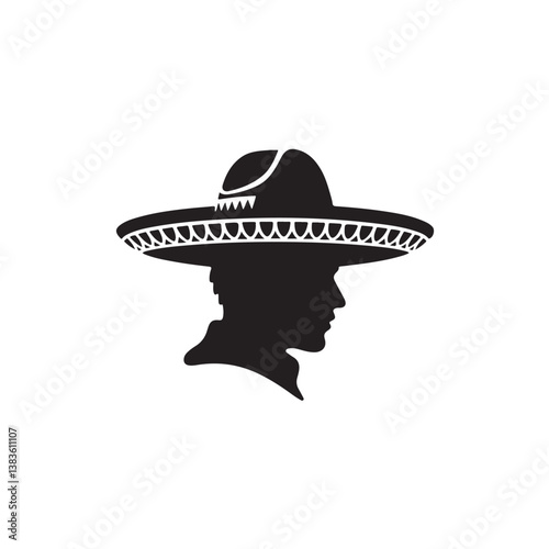  Set of Traditional Mexican Sombrero Hat Silhouettes – Collection of Cultural Headwear Icons in Black and White for Fiesta, Cinco de Mayo, and Ethnic Fashion Themes