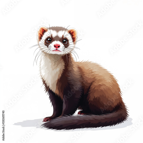Adorable Cartoon Ferret Vector Illustration