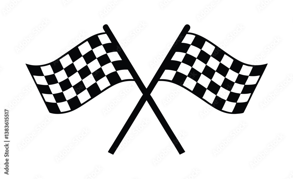 Fototapeta premium Two crossed checkered racing flag vector