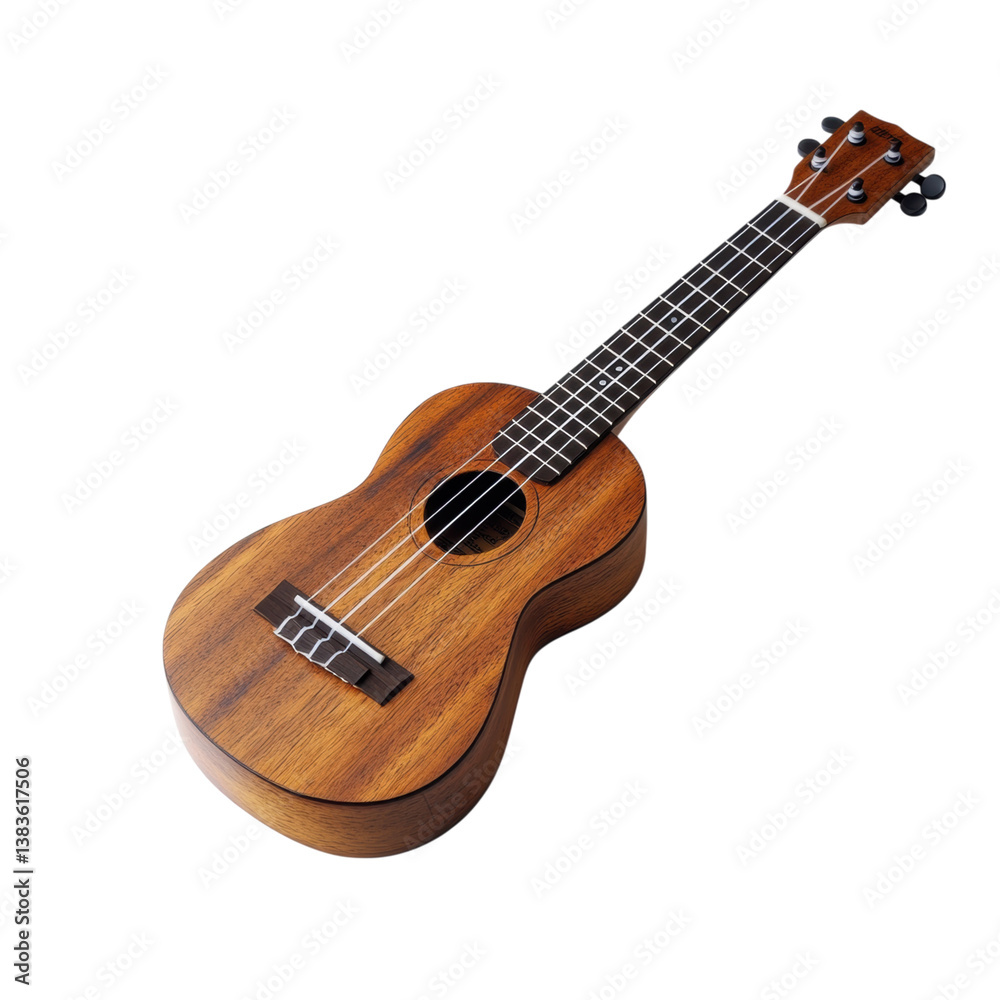 Fototapeta premium Beautiful Wooden Ukulele on a White Background for Music Enthusiasts