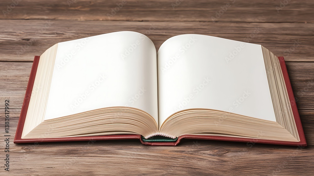 Open Book with Blank Pages on Wood Surface: Perfect for Writing, Studying, or Crafting Visual Content. Open Book with Blank Pages on Wood Surface: Perfect for Writing, Studying, or Crafting Visual Content.