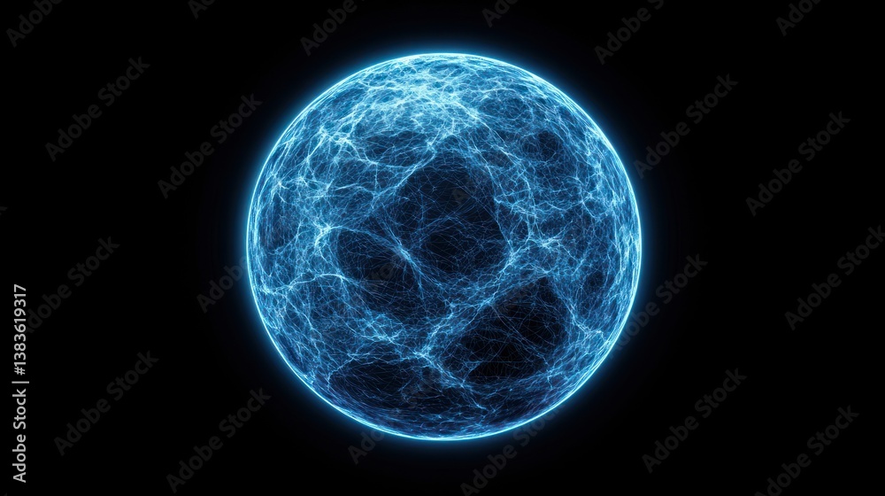 Naklejka premium Luminous Celestial Sphere: A Digital Artwork of an Energy Orb