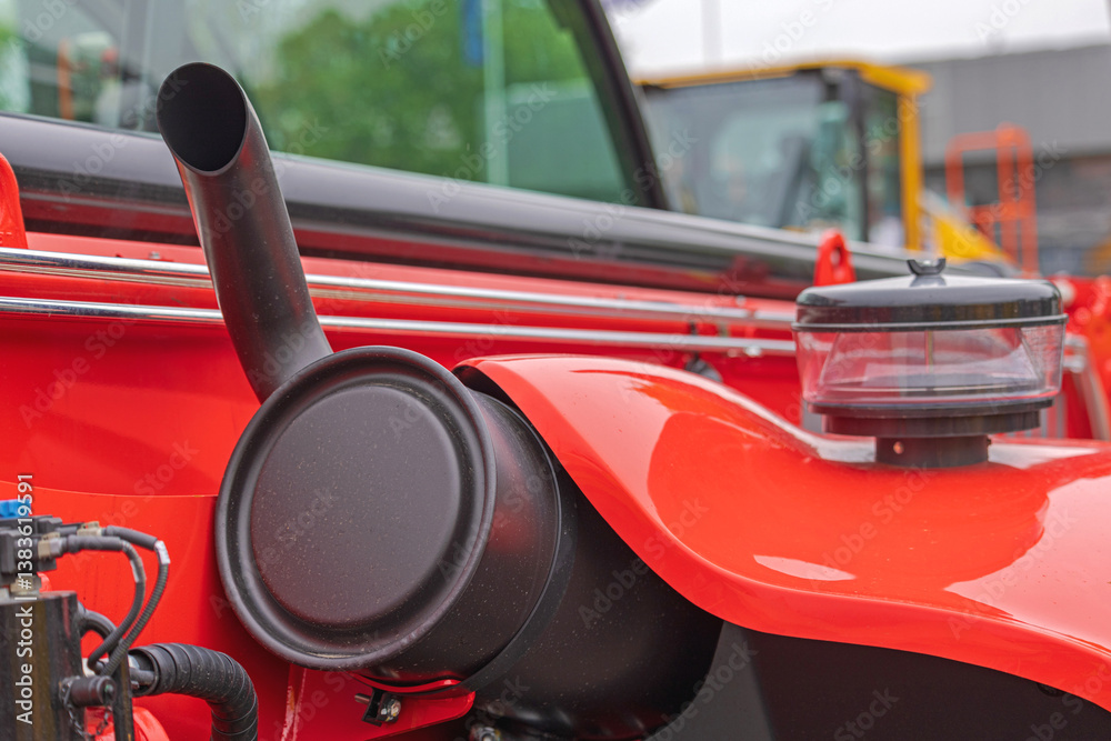 Black Pipe Muffler Exhaust Silencer at Red Construction Machine