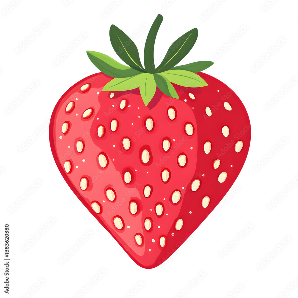 Obraz premium Cartoon Strawberry on White Background