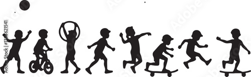 Kids Playing Silhouette Bundle | Outdoor Activity Clipart