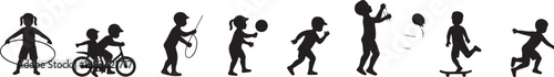 Kids Playing Silhouette Bundle | Outdoor Activity Clipart
