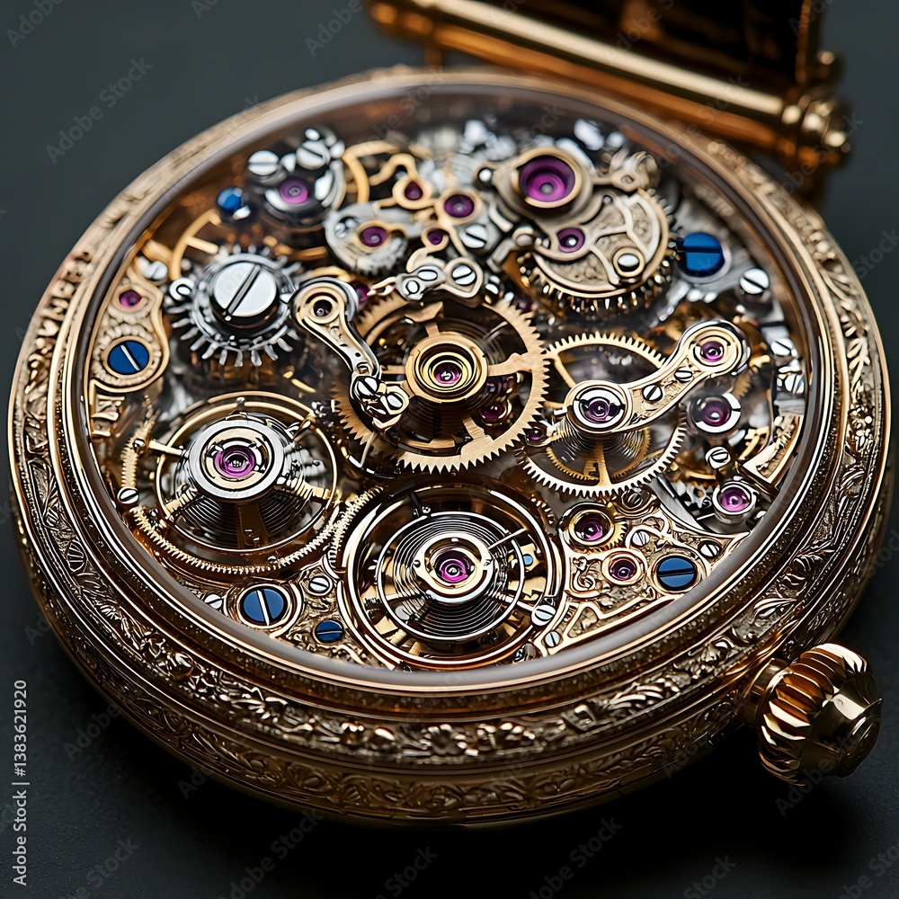 Obraz premium Stunning mechanical watch precision design high resolution picture