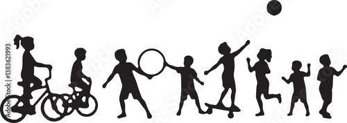 Kids Playing Silhouette Bundle | Outdoor Activity Clipart