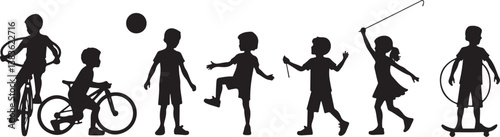 Kids Playing Silhouette Bundle | Outdoor Activity Clipart