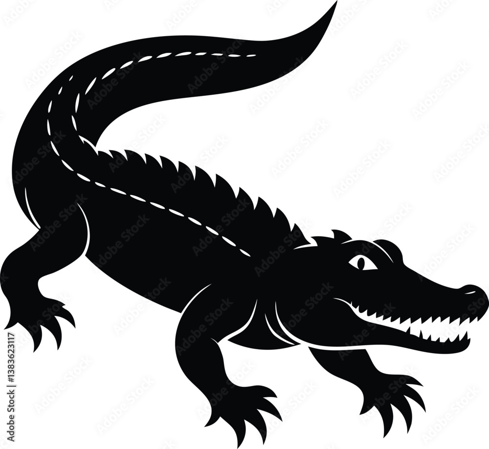Fototapeta premium Crocodile Silhouette Vector & Icon, Crocodile SVG Design