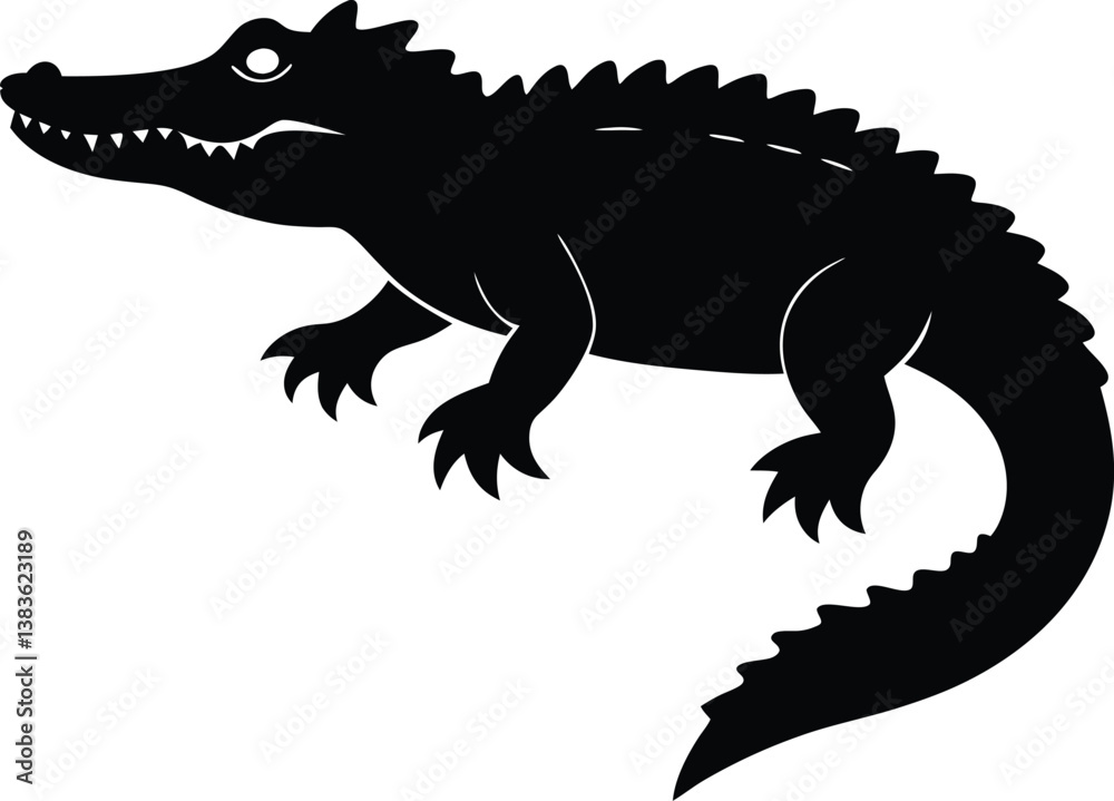 Fototapeta premium Crocodile Silhouette Vector & Icon, Crocodile SVG Design