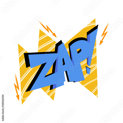Speech bubble with text ZAP on white background in the style of the 90s. Vector illustration, comics boom boom bang vector element