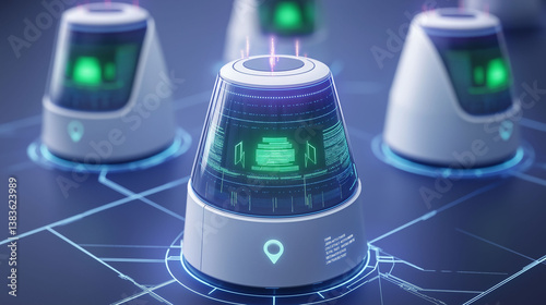 Wallpaper Mural AI driven security surveillance detection. Cyber protection innovation. Threat data. AI surveillance system monitoring space image Torontodigital.ca