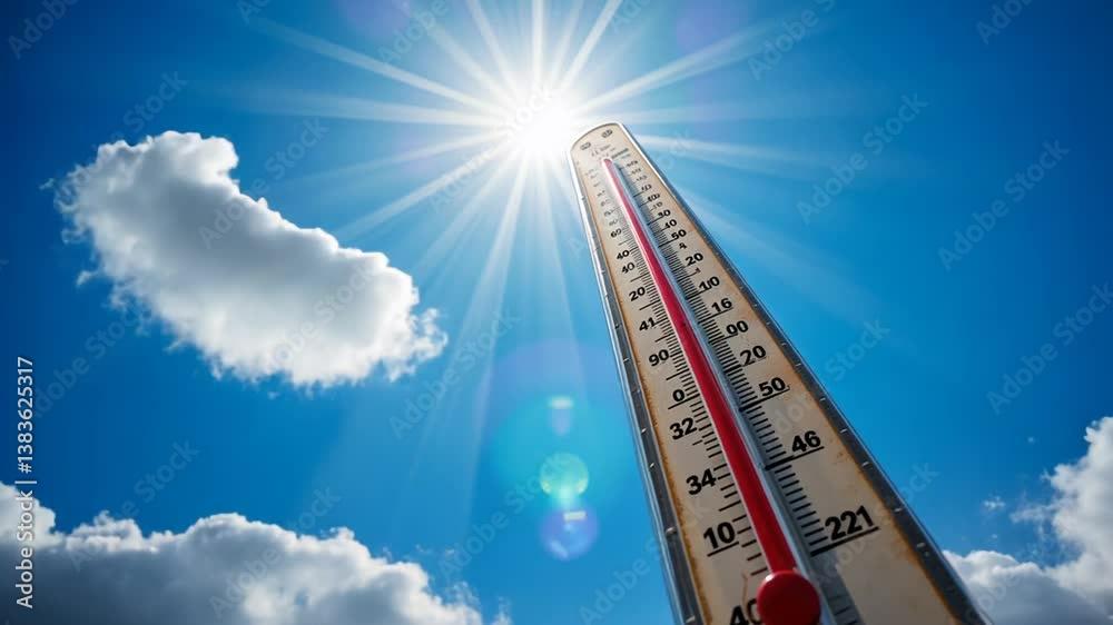 Rising Temperatures, Thermometer Under Scorching Sun on a Summer Day