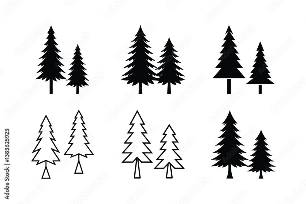 Obraz premium set of fir trees