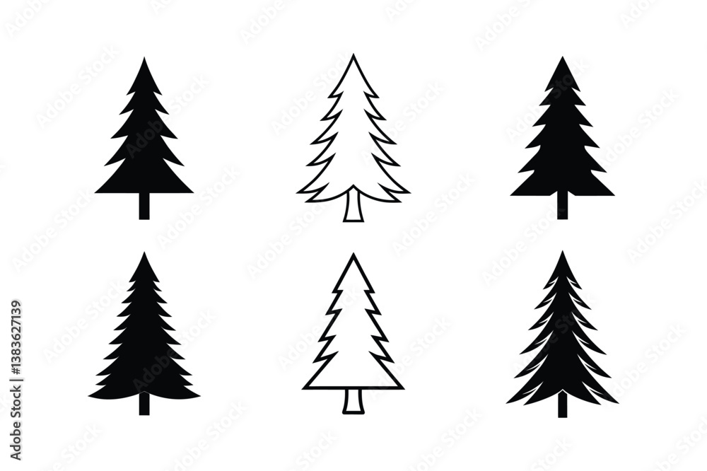 Obraz premium set of christmas trees