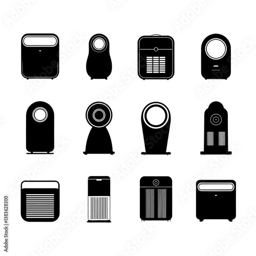 Air Purifier Silhouette Vector Bundle Black and White Air Purifier Clipart EPS Illustration
