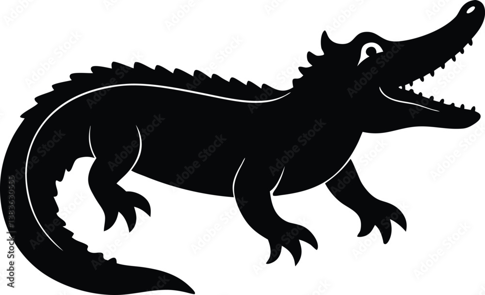 Fototapeta premium Crocodile Silhouette Vector & Icon, Crocodile SVG Design
