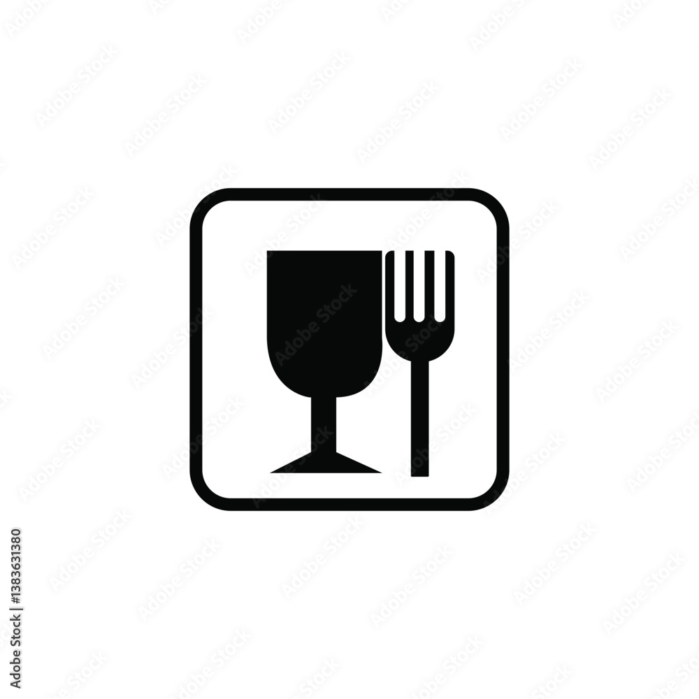 Glass and Fork Isolated Symbol Vector Icon. Glass and Fork Isolated Symbol Vector Icon.