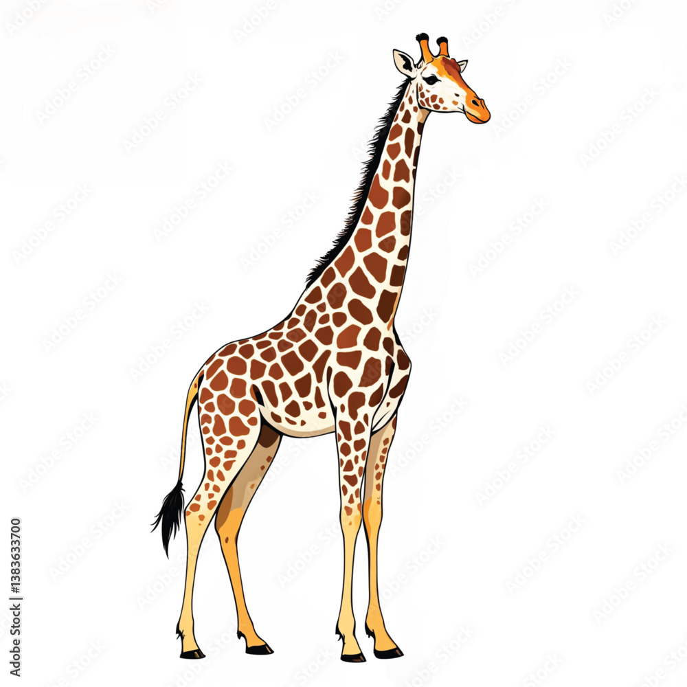 Fototapeta premium Adorable Cartoon Giraffe Vector Illustration