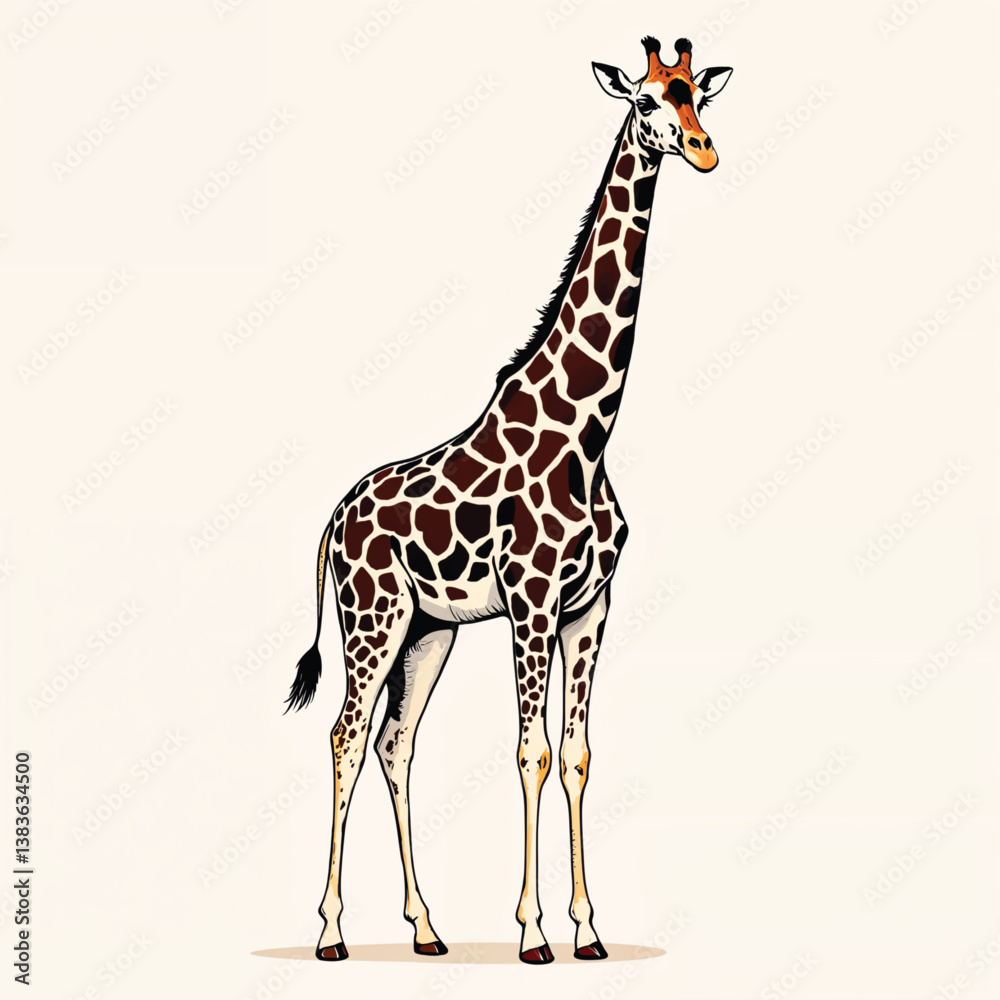 Fototapeta premium Adorable Cartoon Giraffe Vector Illustration