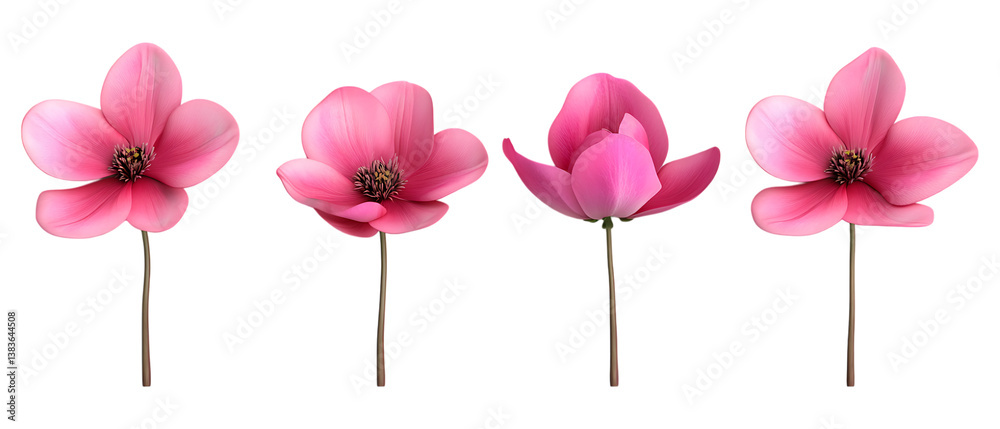 Obraz premium Pack of 3D Flower set Against Transparent Background for Botanical Branding, Nature Illustration, or Floral Design Projects