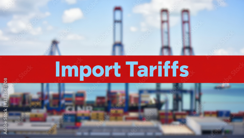 Import Tariffs Banner Port Background Commercial Import Tariffs Banner Port Background Commercial