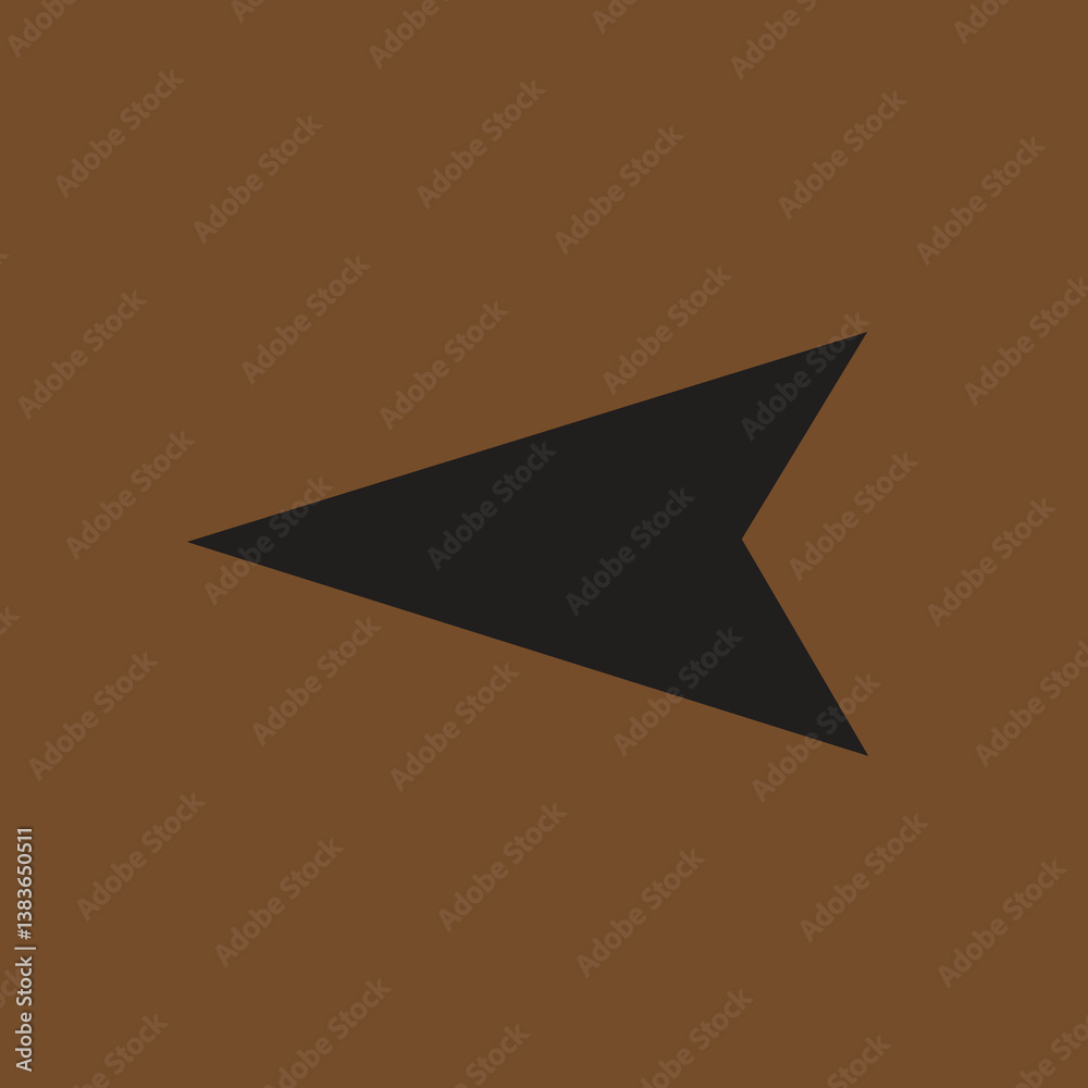 Left Arrow Icon - Black Pointer on Brown Background Vector Left Arrow Icon - Black Pointer on Brown Background Vector