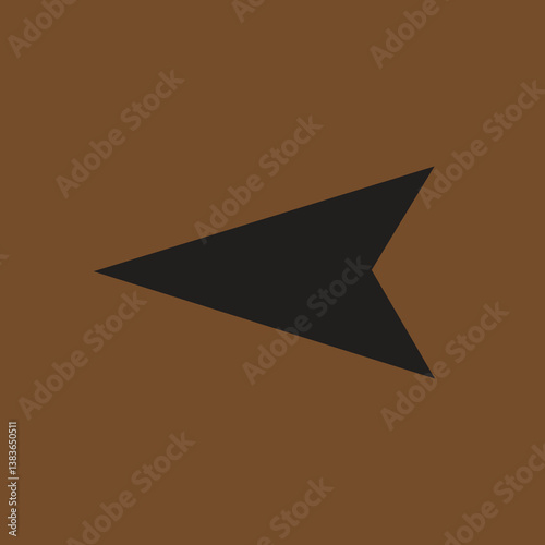Left Arrow Icon - Black Pointer on Brown Background Vector