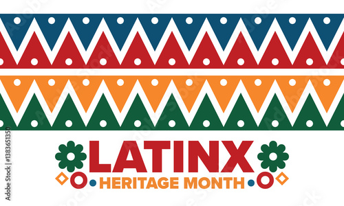 Latinx Heritage Month. National Hispanic Heritage Month. Hispanic and Latino Americans culture. Celebrate annual in United States. Poster, card, banner and background. Vector illustration