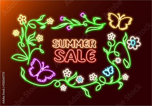 Принти на полотні Neon poster. Sammer discounts, sale..ai