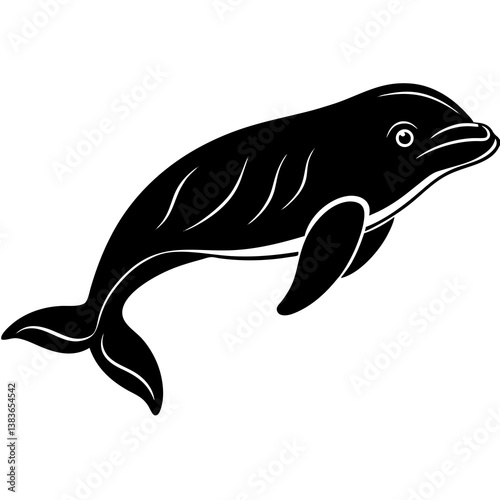 Minimalist Beluga Whale Vector Illustration on White Background