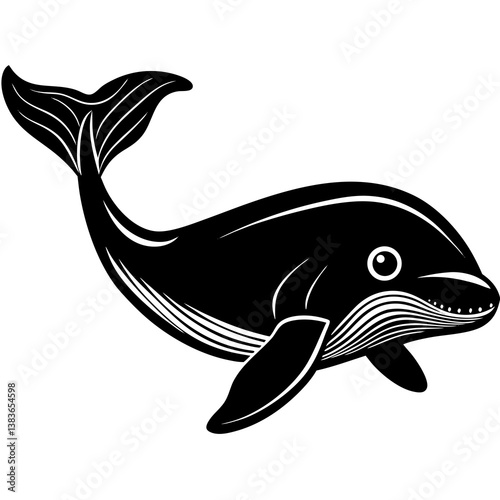 Minimalist Beluga Whale Vector Illustration on White Background