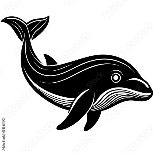 Minimalist Beluga Whale Vector Illustration on White Background