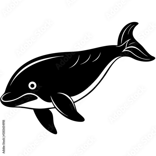 Minimalist Beluga Whale Vector Illustration on White Background