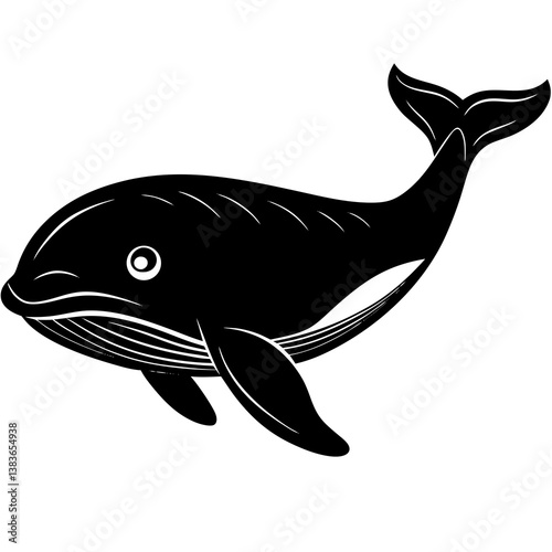 Minimalist Beluga Whale Vector Illustration on White Background