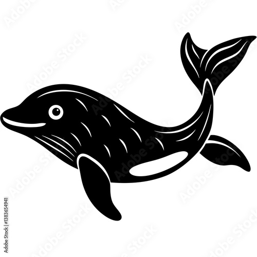 Minimalist Beluga Whale Vector Illustration on White Background