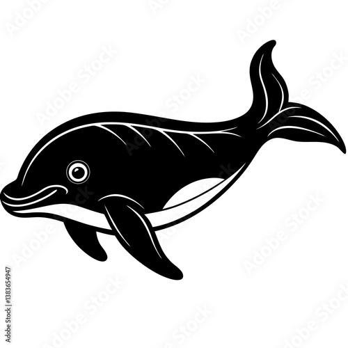 Minimalist Beluga Whale Vector Illustration on White Background