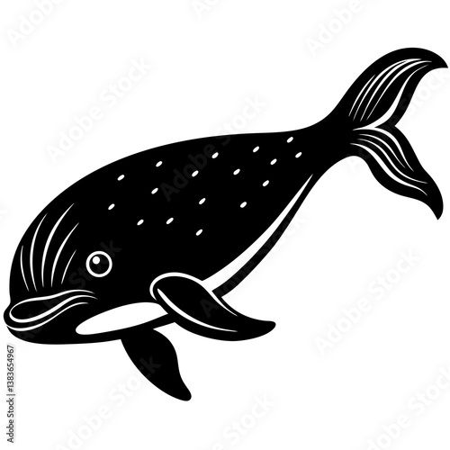 Minimalist Beluga Whale Vector Illustration on White Background