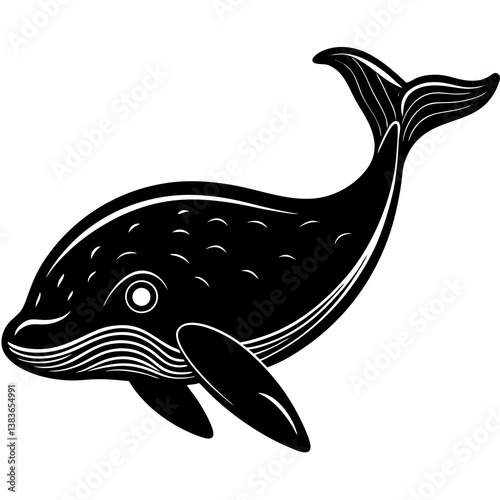 Minimalist Beluga Whale Vector Illustration on White Background