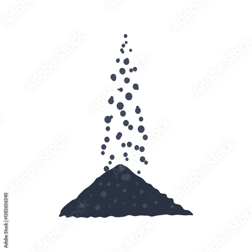 Black powder coal. Vector illustration of black falling powder. 