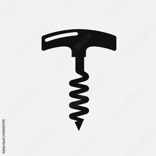 very simple flat and minimalist Cork Screw silhouette in black on a white background