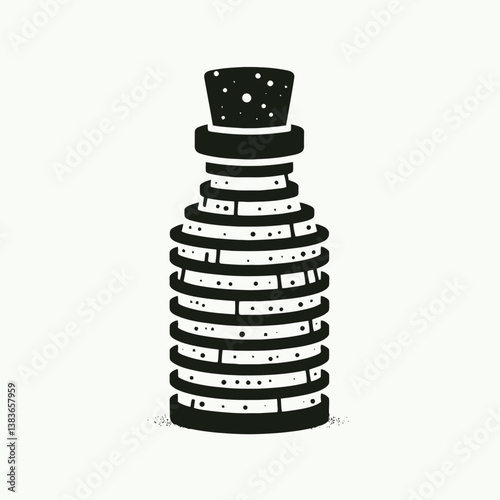 very simple flat and minimalist Cork Stopper silhouette in black on a white background