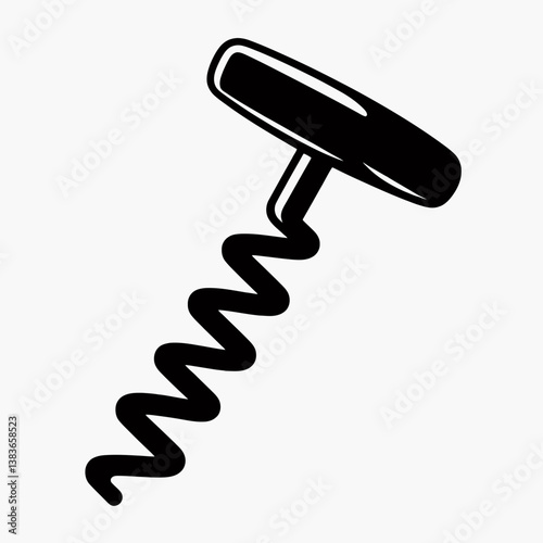 very simple flat and minimalist Corkscrew silhouette in black on a white background