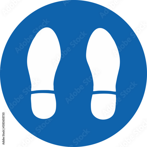 a pair of white shoeprints, symbolizing where a person should stand or walk
