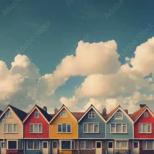 Neat row of houses on a quiet street demonstrating the appeal of urban living and the housing market's vitality