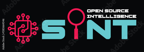 Modern OSINT logo with a circuit icon and magnifying glass, symbolizing cybersecurity, intelligence gathering, and digital forensics. Ideal for cyber analysis, hacking, and online security themes