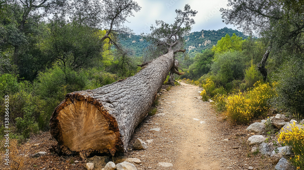 Fallen Tree Trail Nature Walk Forest Path Scenic Landscape Fallen Tree Trail Nature Walk Forest Path Scenic Landscape