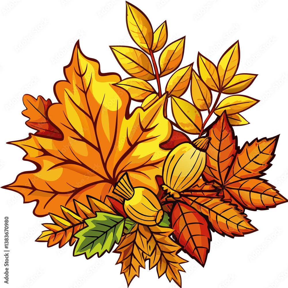 Naklejka premium Seasonal Leaves Artwork in Transparent Display